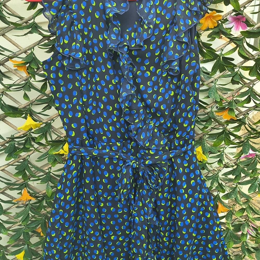 Versona Navy and Lime Patterned Dress